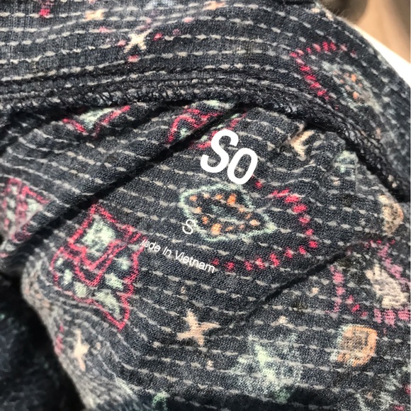 New With Tags! Women’s Sz Small SO Blue Print Sundress Casual Boho V Neck Dress - Picture 8 of 9